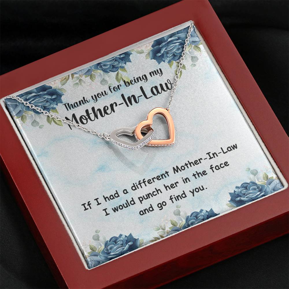 TO MY MOTHER IN LAW "PUNCH-SO" INTERLOCKING HEARTS NECKLACE GIFT SET - ON CLOUD NINE GIFTS