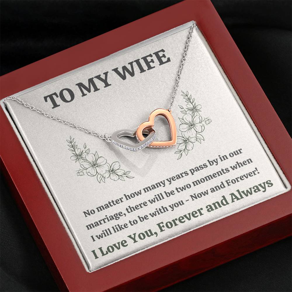 TO MY WIFE "MOMENTS" INTERLOCKING HEARTS NECKLACE GIFT SET - ON CLOUD NINE GIFTS