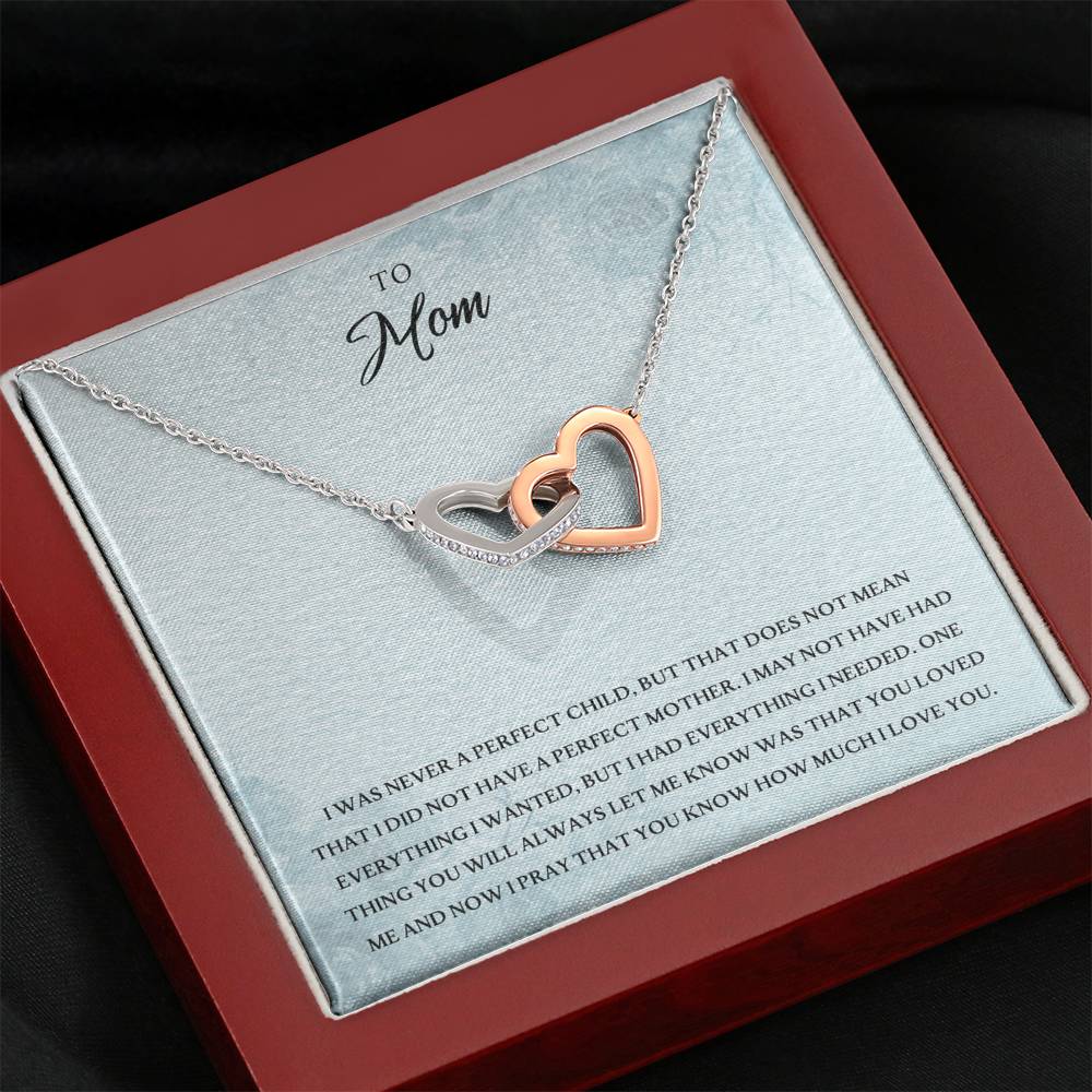 TO MY MOM "EVERYTHING I NEEDED PB" INTERLOCKING HEARTS NECKLACE GIFT SET - ON CLOUD NINE GIFTS