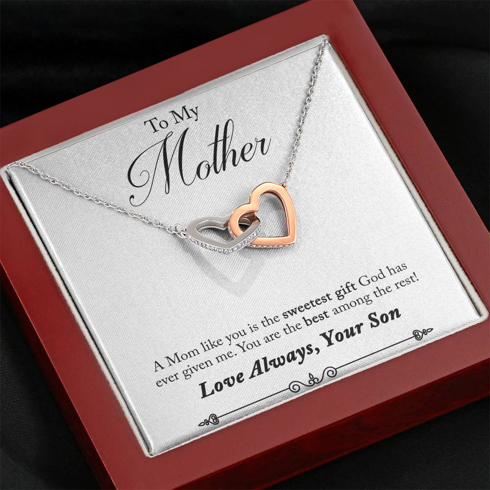 TO MY MOTHER "AMONG THE REST - SO" INTERLOCKING HEARTS NECKLACE GIFT SET - ON CLOUD NINE GIFTS