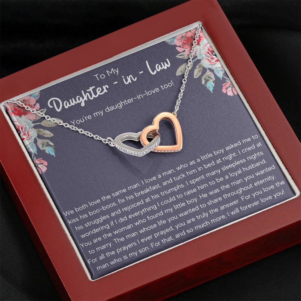TO MY DAUGHTER-IN-LAW TRIUMPHS INTERLOCKING HEARTS NECKLACE GIFT SET - ON CLOUD NINE GIFTS