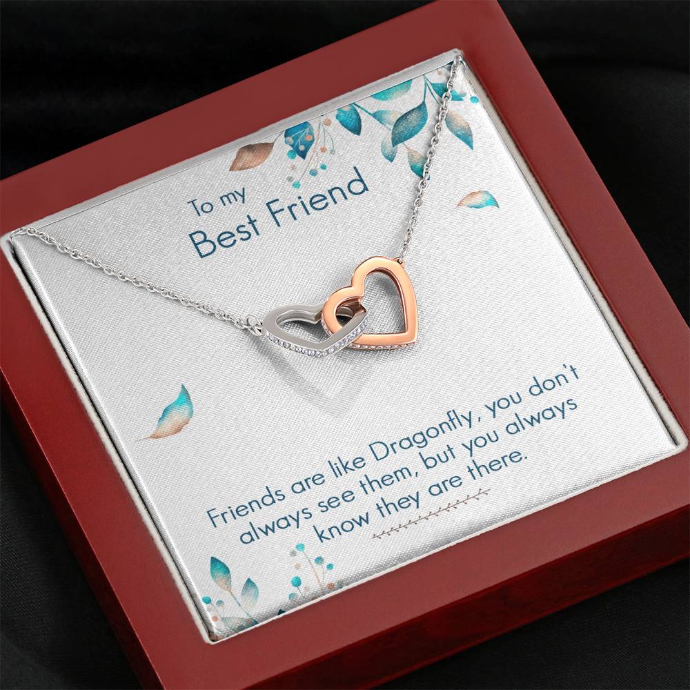 TO MY BEST FRIEND "DRAGONFLY" INTERLOCKING HEARTS NECKLACE GIFT SET - ON CLOUD NINE GIFTS