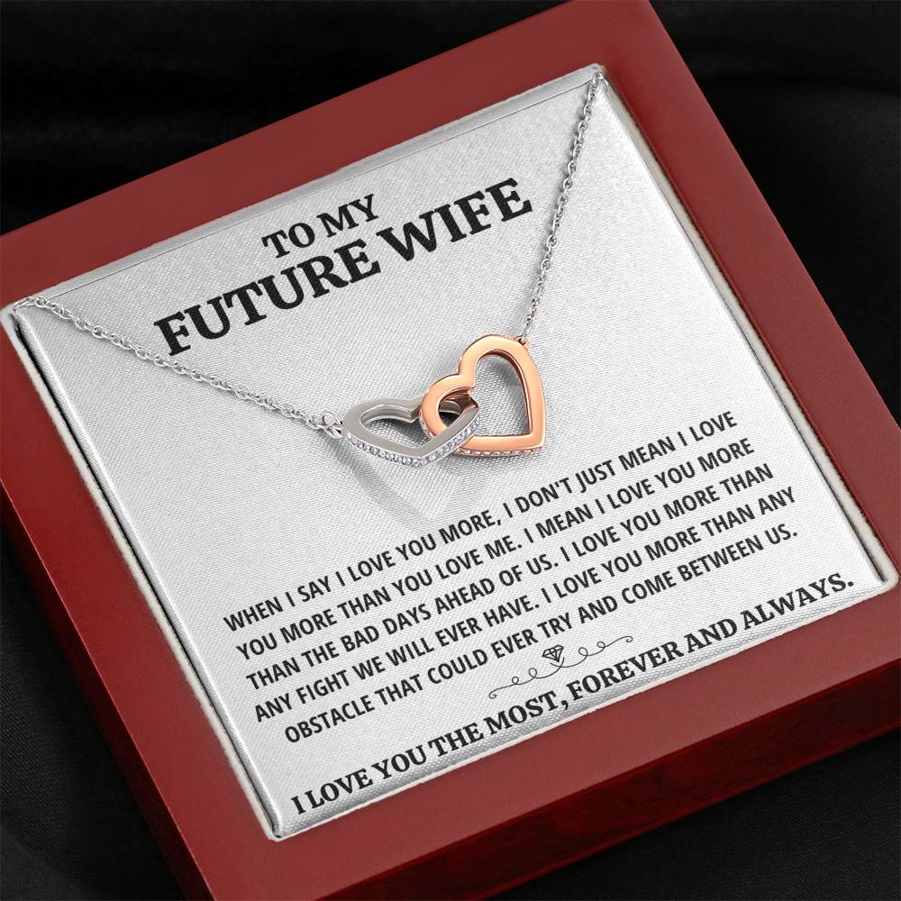 TO MY FUTURE WIFE "THE MOST - WHITE" INTERLOCKING HEARTS NECKLACE GIFT SET - ON CLOUD NINE GIFTS