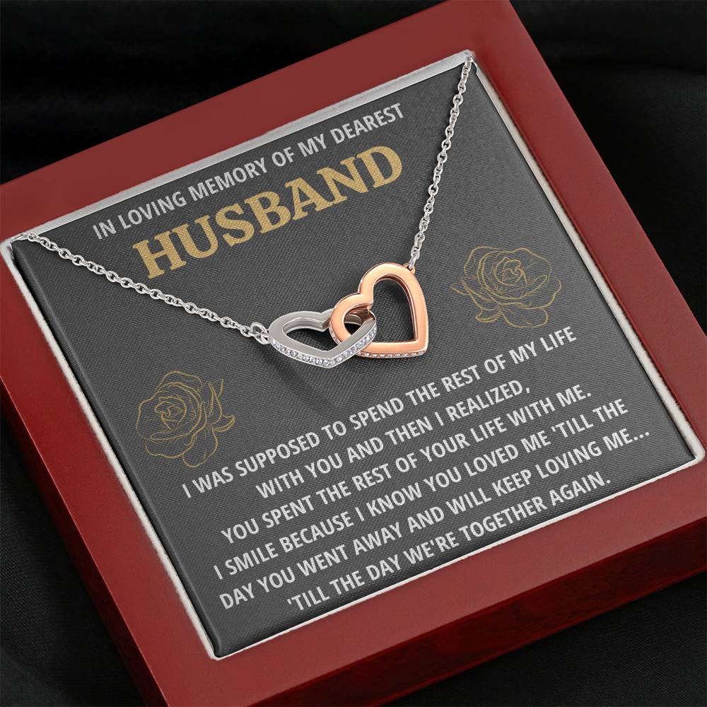 TO MY HUSBAND "LIFE - GOLDEN" REMEMBRANCE INTERLOCKING HEARTS NECKLACE GIFT SET - ON CLOUD NINE GIFTS