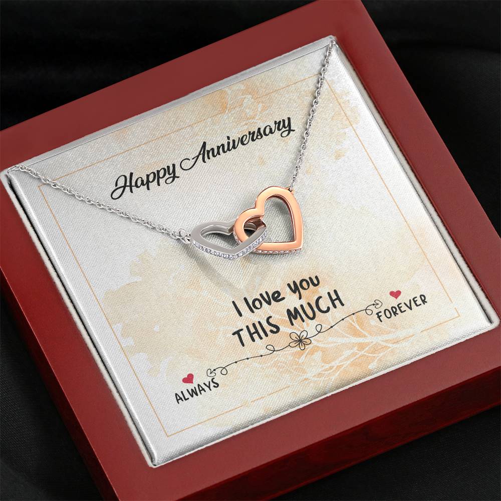 HAPPY ANNIVERSARY "THIS MUCH" INTERLOCKING HEARTS NECKLACE GIFT SET - ON CLOUD NINE GIFTS