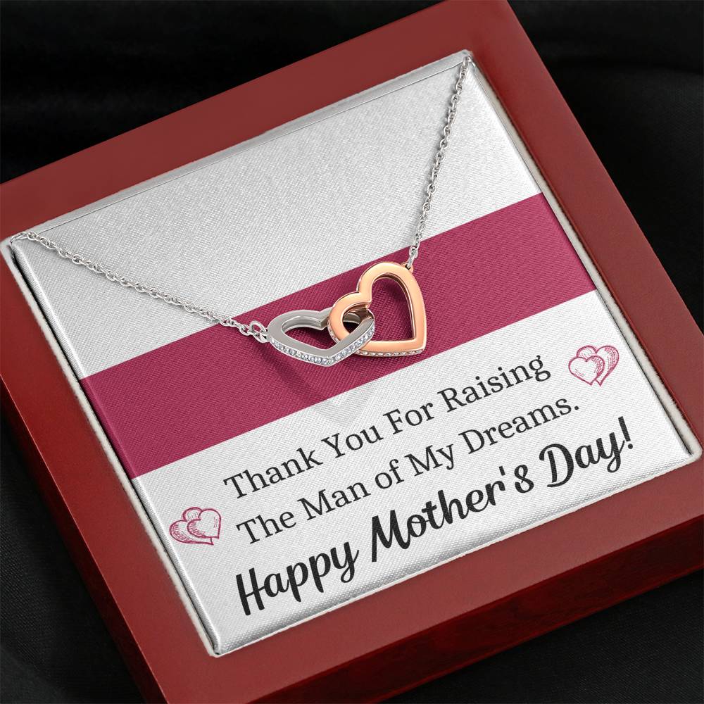 TO MY FUTURE MOTHER IN LAW MAN OF MY DREAMS INTERLOCKING HEARTS NECKLACE GIFT - ON CLOUD NINE GIFTS