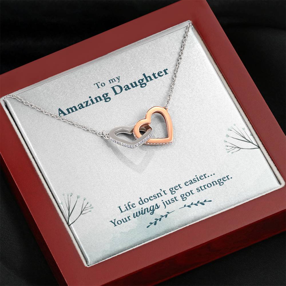 TO MY AMAZING DAUGHTER "WINGS" INTERLOCKING HEARTS NECKLACE GIFT SET - ON CLOUD NINE GIFTS