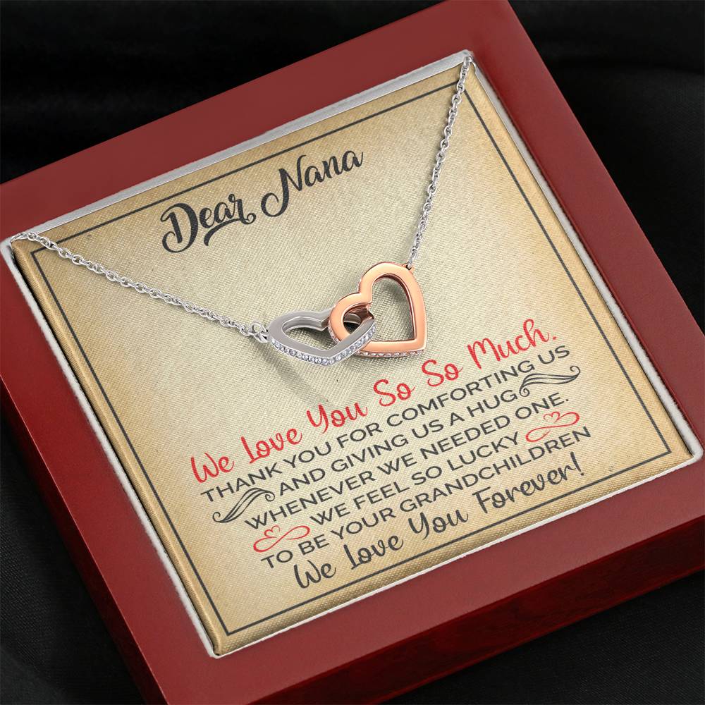 DEAR NANA "HUG" INTERLOCKING HEARTS NECKLACE GIFT SET - ON CLOUD NINE GIFTS