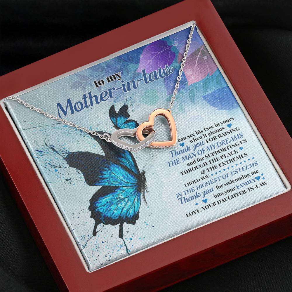 TO MY MOTHER IN LAW "ESTEEMS" INTERLOCKING HEARTS NECKLACE GIFT SET - ON CLOUD NINE GIFTS