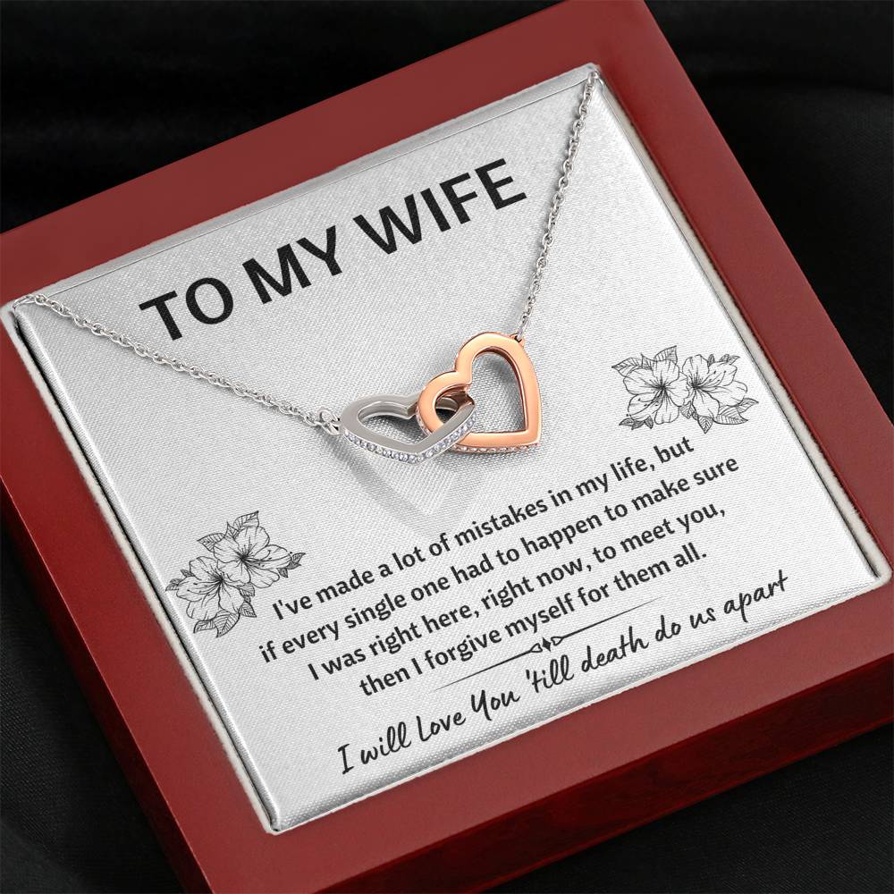 TO MY WIFE "MISTAKES" INTERLOCKING HEARTS NECKLACE GIFT SET - ON CLOUD NINE GIFTS