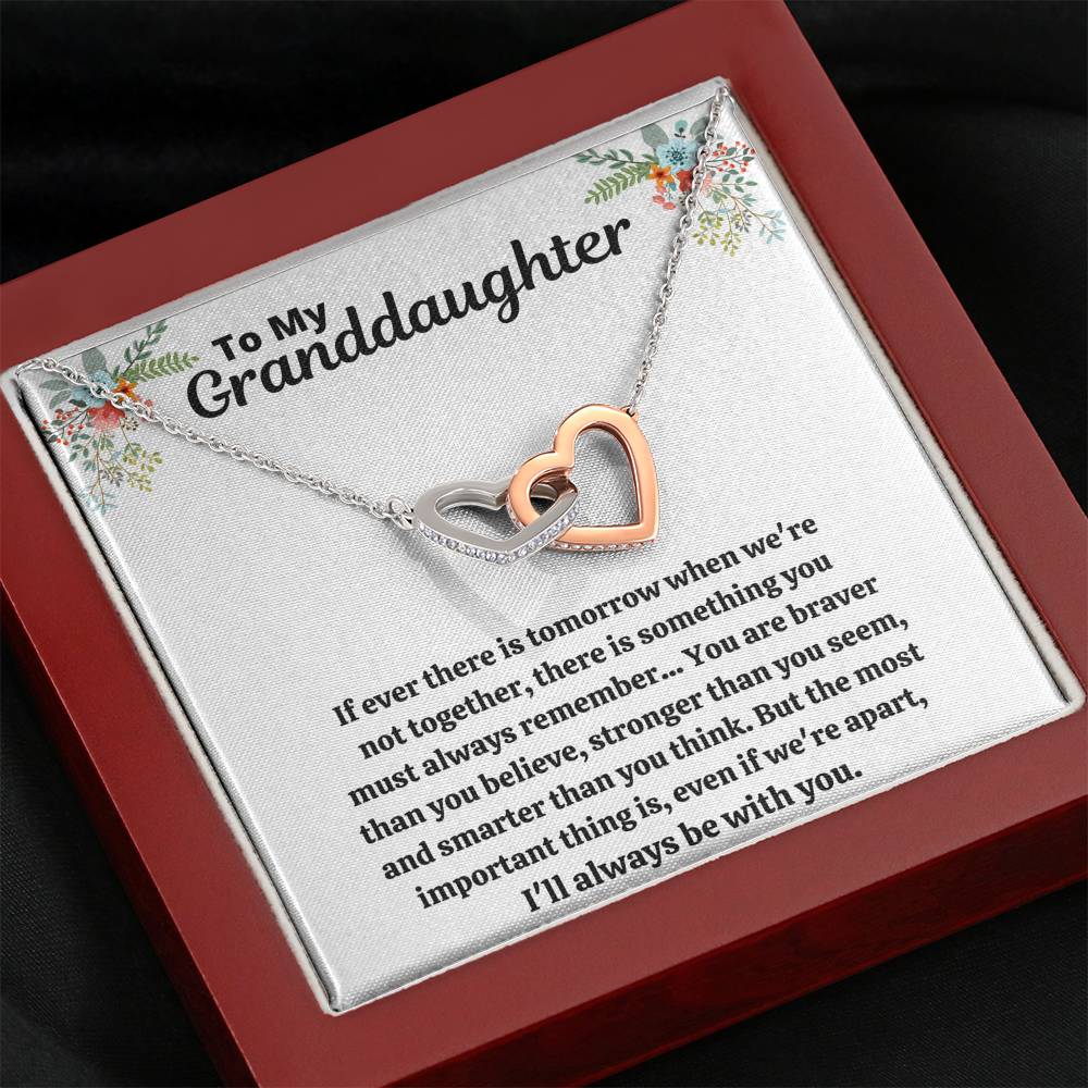 TO MY GRANDDAUGHTER "STRONGER THAN YOU SEEM" INTERLOCKING HEARTS NECKLACE GIFT SET - ON CLOUD NINE GIFTS