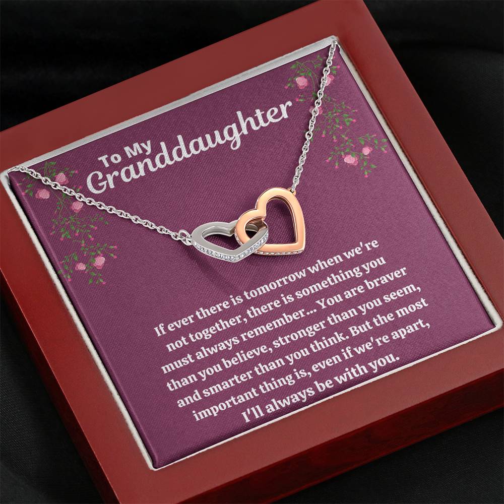 TO MY GRANDDAUGHTER "STRONGER THAN YOU SEEM - PURPLE" INTERLOCKING HEARTS NECKLACE GIFT SET - ON CLOUD NINE GIFTS