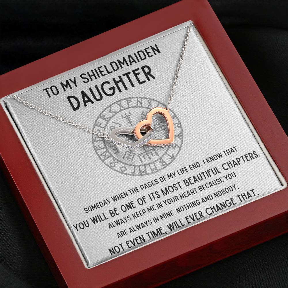 TO MY SHIELDMAIDEN DAUGHTER "CHAPTERS" INTERLOCKING HEARTS NECKLACE GIFT SET - ON CLOUD NINE GIFTS