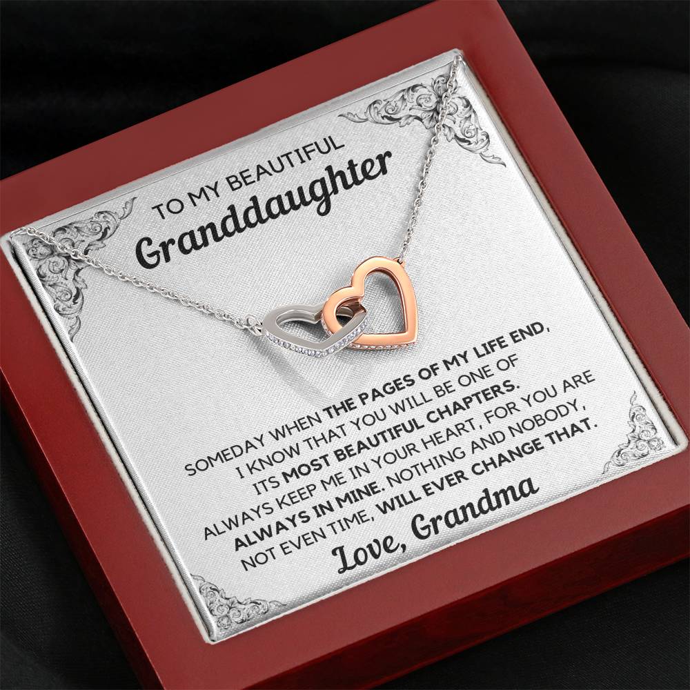 TO MY BEAUTIFUL GRANDDAUGHTER FROM GRANDMA CHAPTERS INTERLOCKING HEARTS NECKLACE GIFT SET - ON CLOUD NINE GIFTS