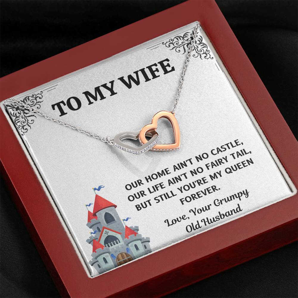 TO MY WIFE "CASTLE" INTERLOCKING HEARTS NECKLACE GIFT SET - ON CLOUD NINE GIFTS