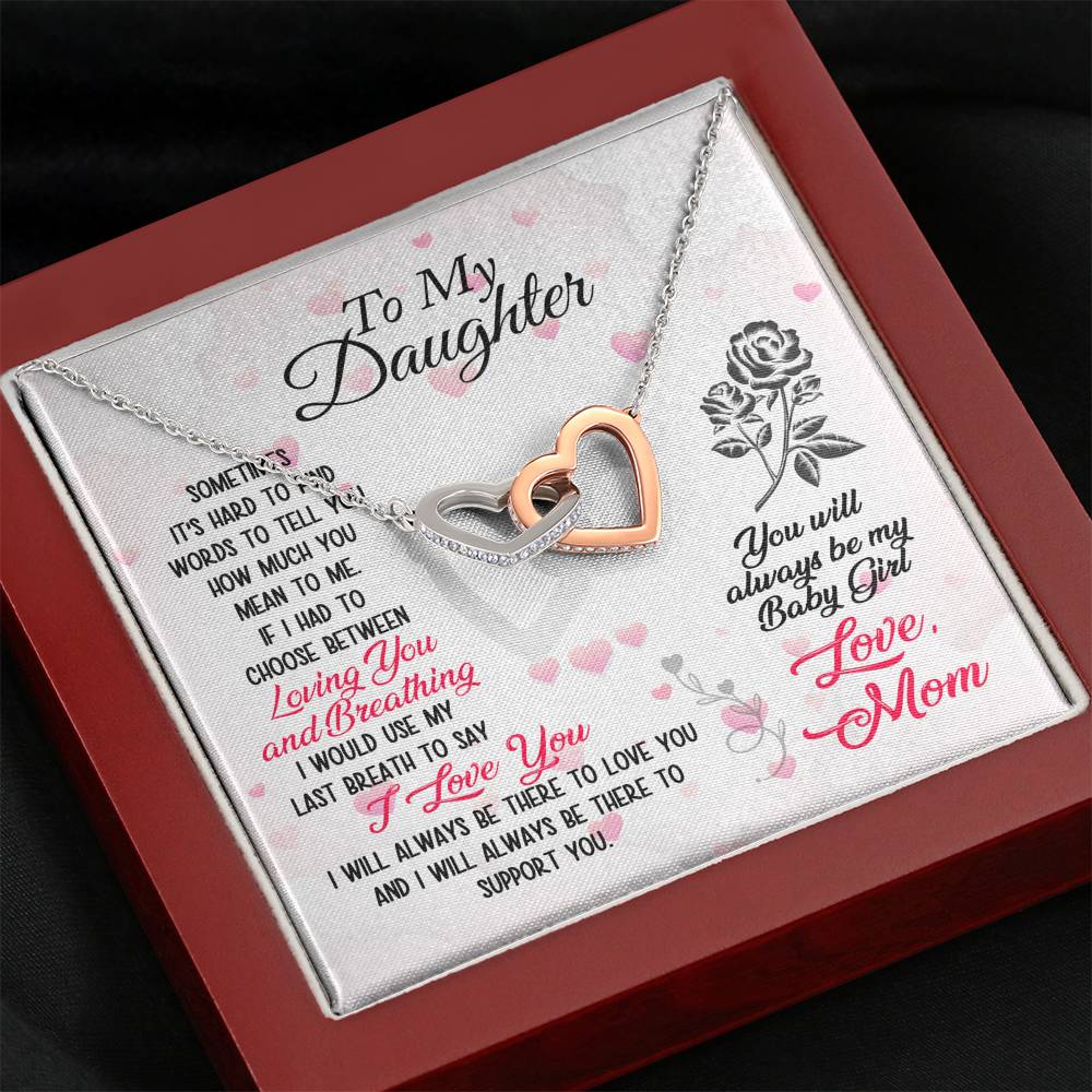 TO MY DAUGHTER "BREATHING" INTERLOCKING HEARTS NECKLACE GIFT SET - ON CLOUD NINE GIFTS