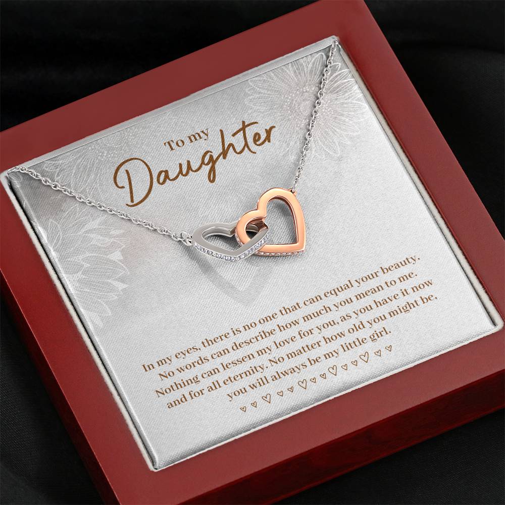 TO MY DAUGHTER "EQUAL YOUR BEAUTY" INTERLOCKING HEARTS NECKLACE GIFT SET - ON CLOUD NINE GIFTS