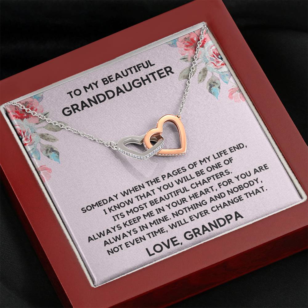 TO MY BEAUTIFUL GRANDDAUGHTER FROM GRANDPA CHAPTERS FLOWERS INTERLOCKING HEARTS NECKLACE GIFT SET - ON CLOUD NINE GIFTS