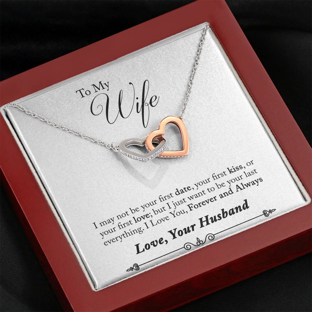 TO MY WIFE "LAST EVERYTHING - SO" INTERLOCKING HEARTS NECKLACE GIFT SET - ON CLOUD NINE GIFTS