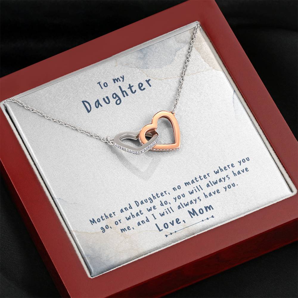 TO MY DAUGHTER "NO MATTER" INTERLOCKING HEARTS NECKLACE GIFT SET - ON CLOUD NINE GIFTS