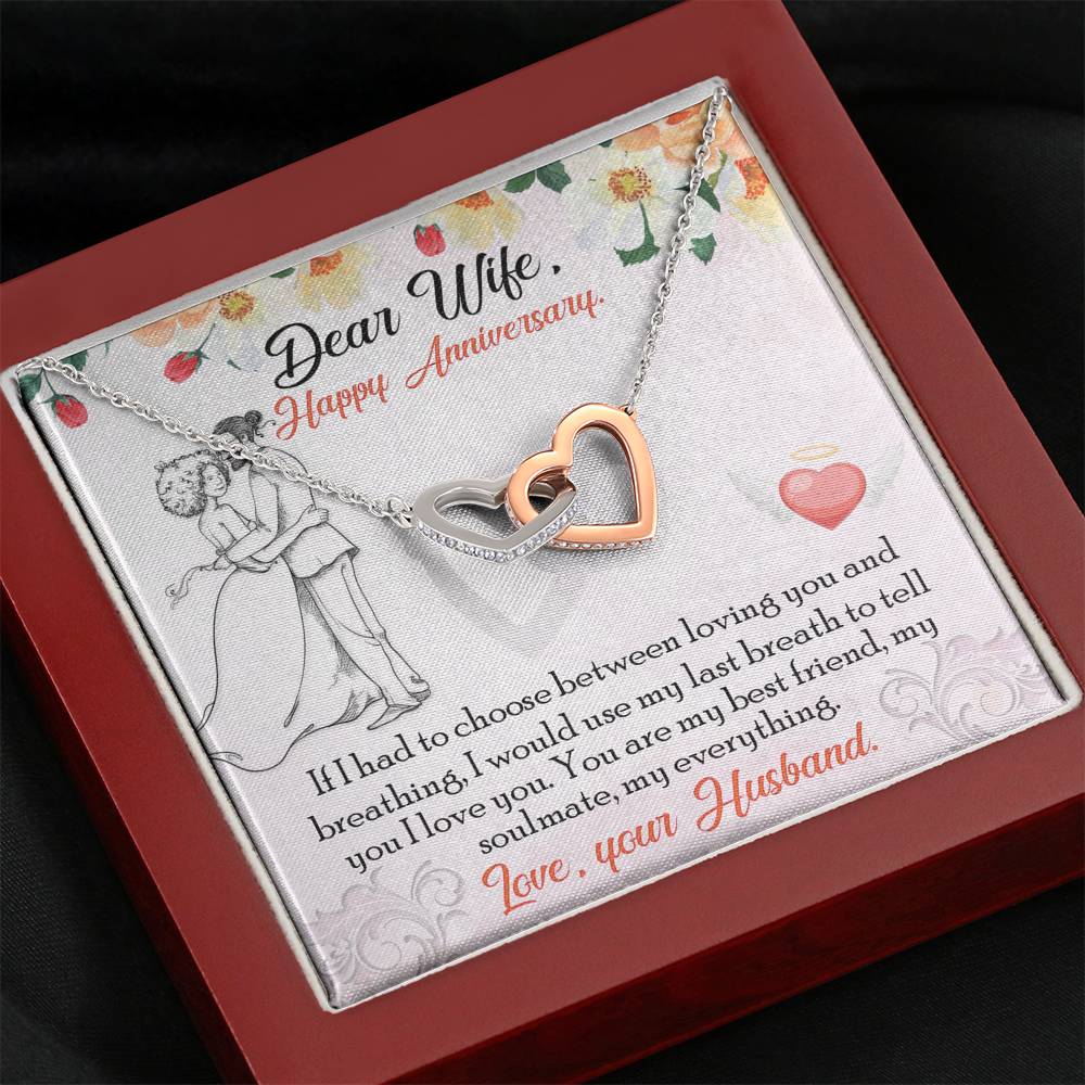 DEAR WIFE "BREATHING" INTERLOCKING HEARTS NECKLACE ANNIVERSARY GIFT SET - ON CLOUD NINE GIFTS