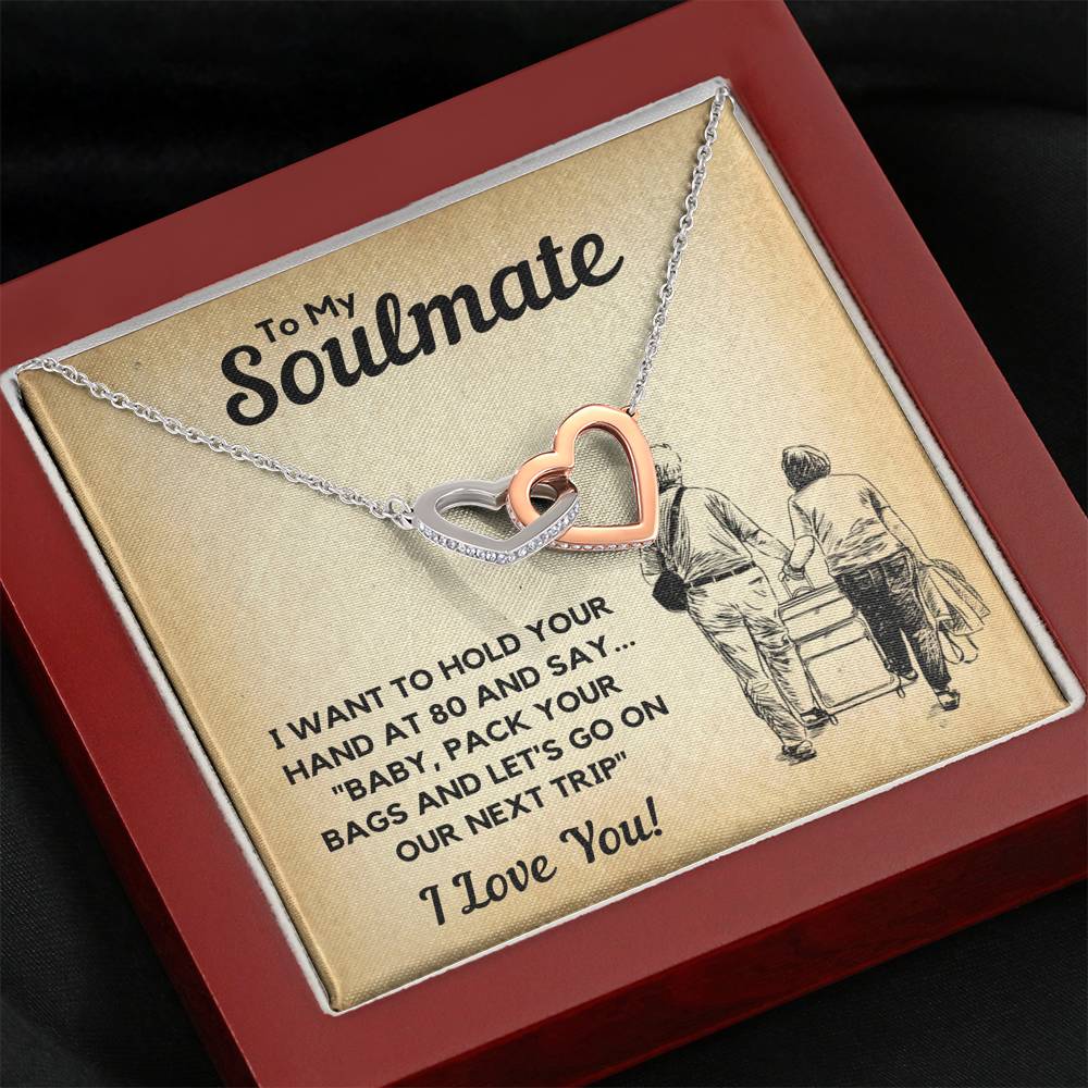 TO MY SOULMATE BAGS INTERLOCKING HEARTS NECKLACE GIFT SET - ON CLOUD NINE GIFTS