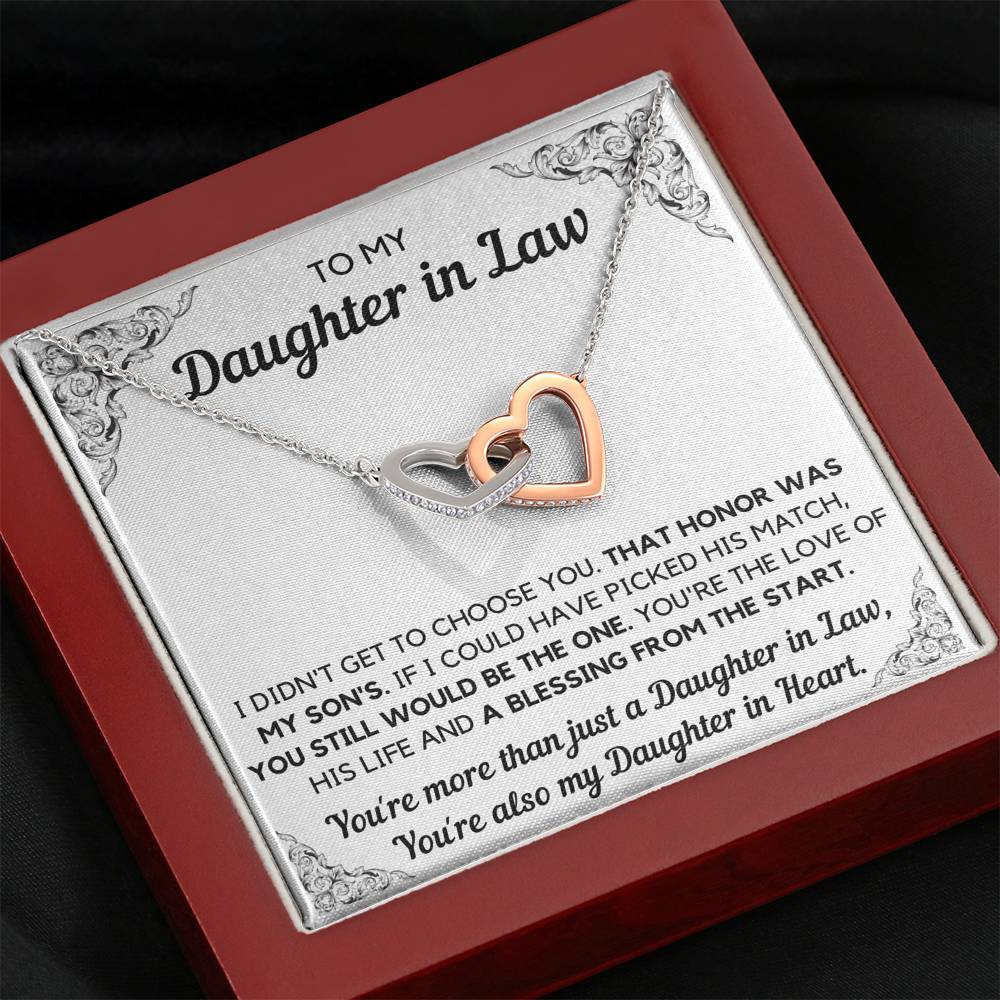 TO MY DAUGHTER-IN-LAW HONOR INTERLOCKING HEARTS NECKLACE GIFT SET - ON CLOUD NINE GIFTS