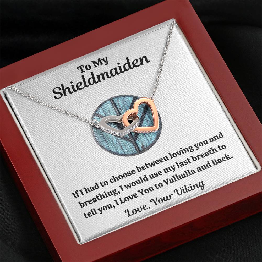 TO MY SHIELDMAIDEN "BREATHING - BLUE" INTERLOCKING HEARTS NECKLACE GIFT SET - ON CLOUD NINE GIFTS