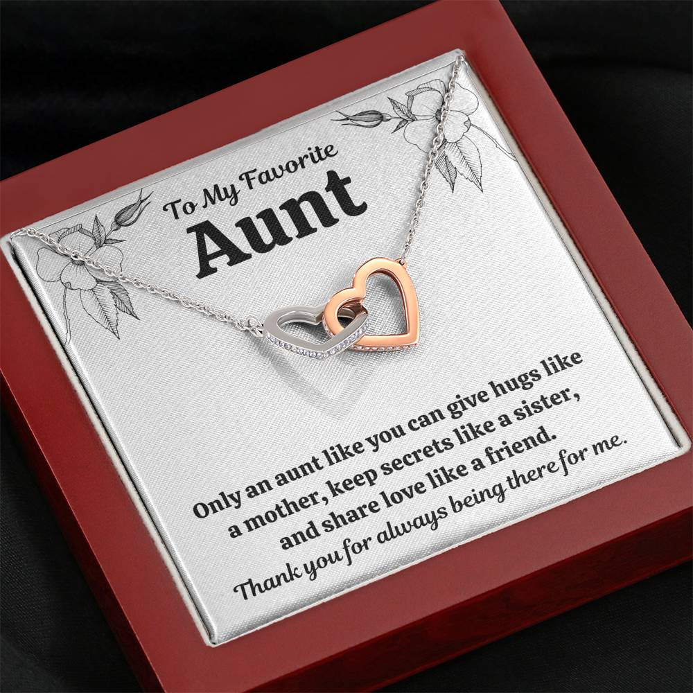 TO MY FAV AUNT "LIKE" INTERLOCKING HEARTS NECKLACE GIFT SET - ON CLOUD NINE GIFTS