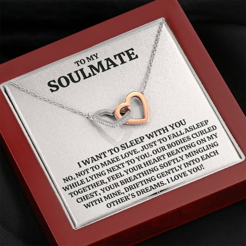 TO MY SOULMATE "SLEEP WITH YOU" INTERLOCKING HEARTS NECKLACE GIFT SET - ON CLOUD NINE GIFTS