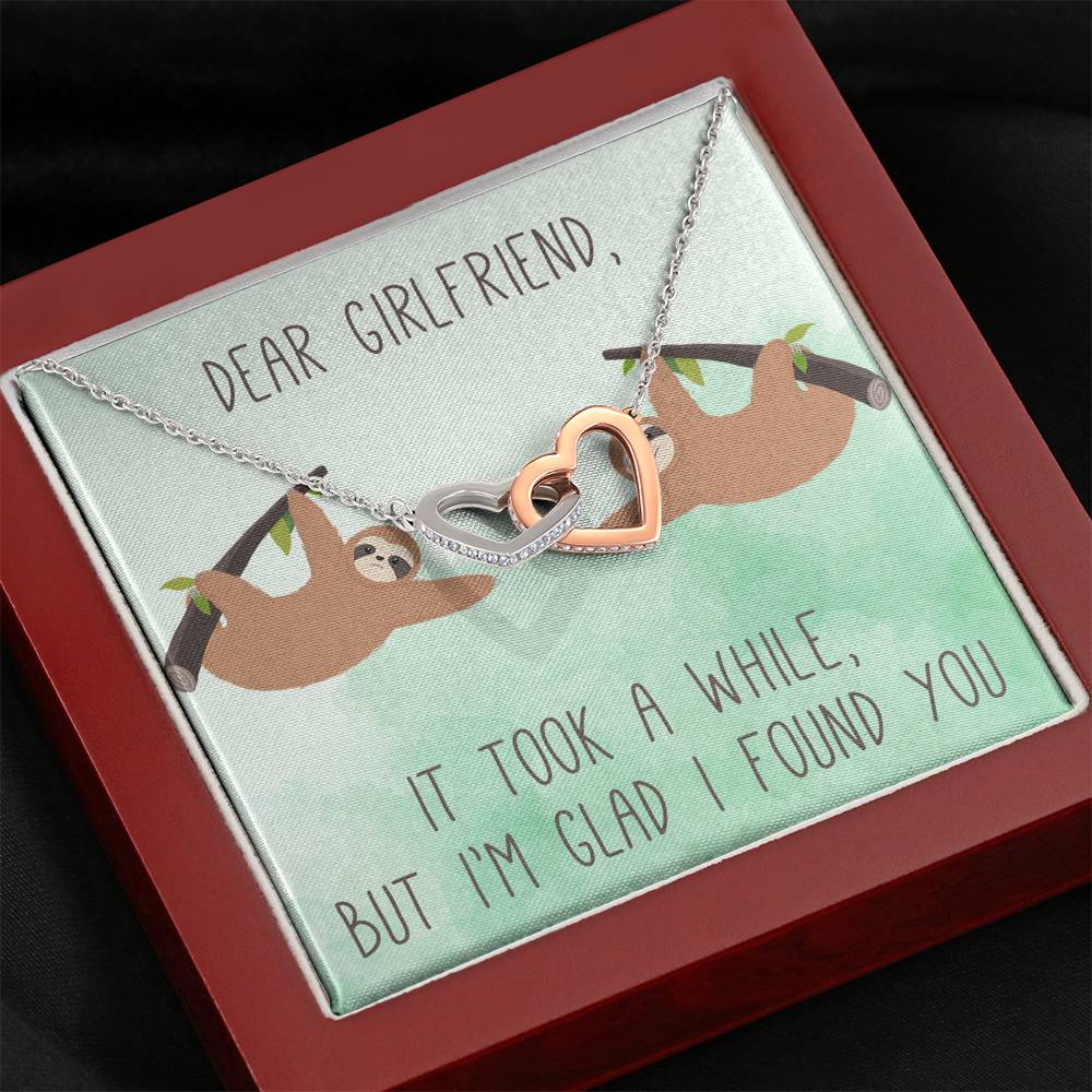 DEAR GIRLFRIEND "A WHILE" INTERLOCKING HEARTS NECKLACE GIFT SET - ON CLOUD NINE GIFTS