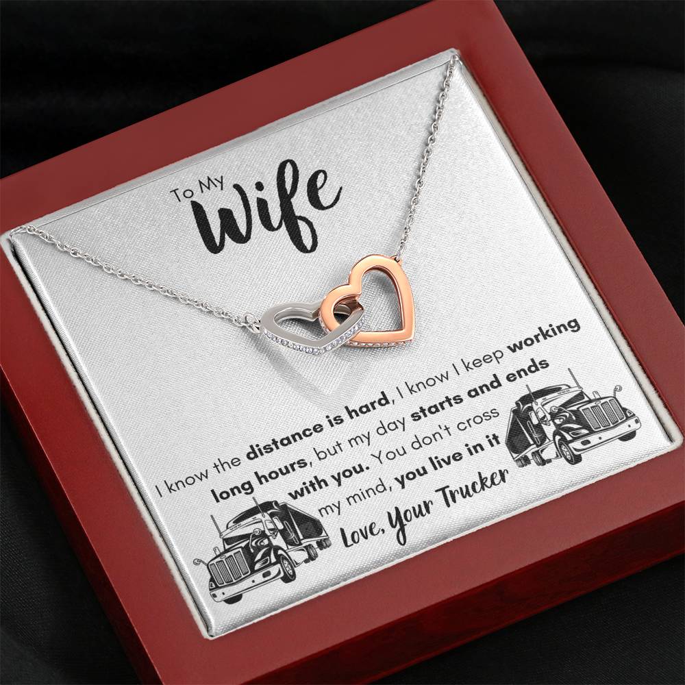 TO MY WIFE "LOVE, YOUR TRUCKER" INTERLOCKING NECKLACE GIFT SET - ON CLOUD NINE GIFTS