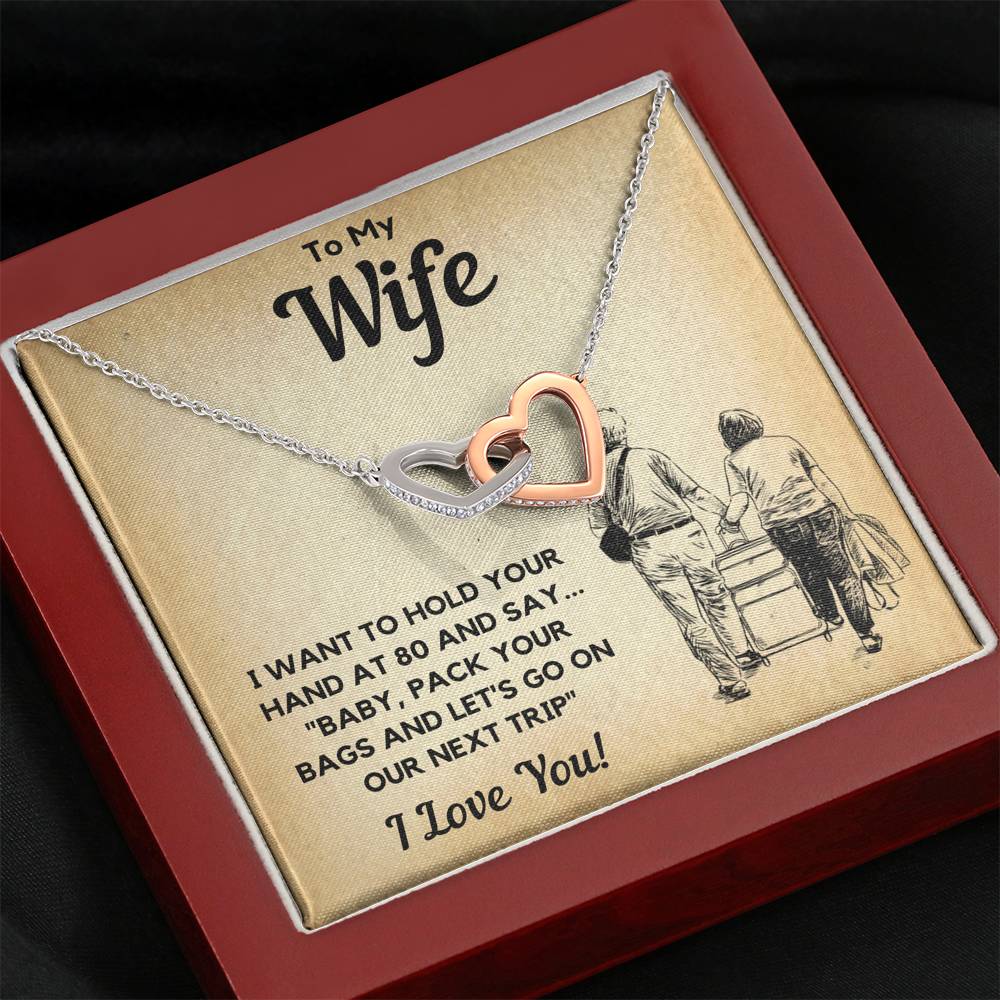 TO MY WIFE BAGS INTERLOCKING HEARTS NECKLACE GIFT SET - ON CLOUD NINE GIFTS