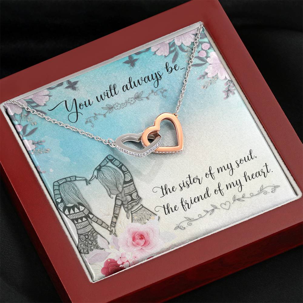 TO MY BEST FRIEND "SISTER OF MY SOUL" INTERLOCKING HEARTS NECKLACE GIFT SET - ON CLOUD NINE GIFTS