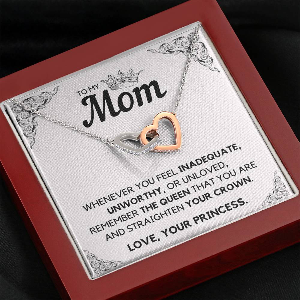 TO MY MOM PRINCESS INTERLOCKING HEARTS NECKLACE GIFT SET - ON CLOUD NINE GIFTS