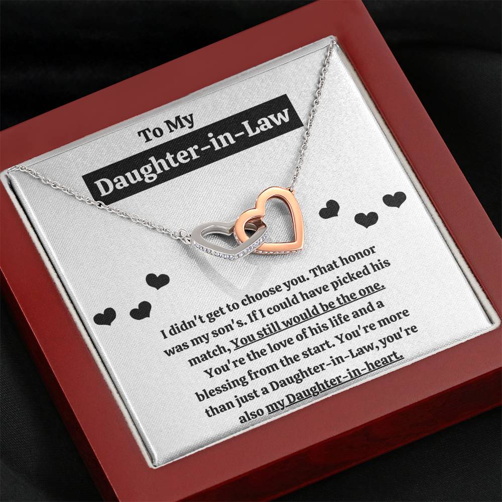 TO MY DAUGHTER-IN-LAW "BLESSING FROM THE START" INTERLOCKING HEARTS NECKLACE GIFT SET - ON CLOUD NINE GIFTS