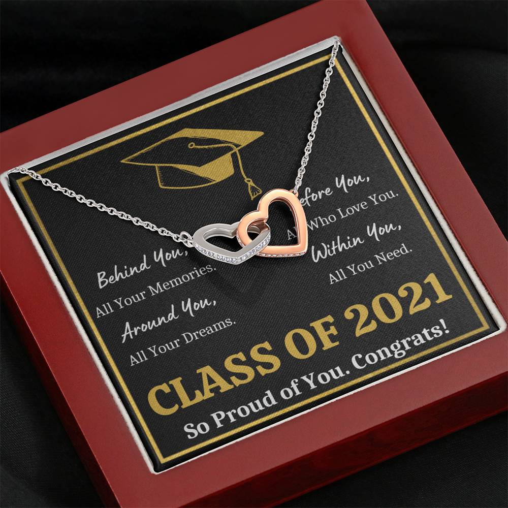 GRADUATION ALL YOU NEED GOLD INTERLOCKING HEARTS NECKLACE GIFT SET - ON CLOUD NINE GIFTS
