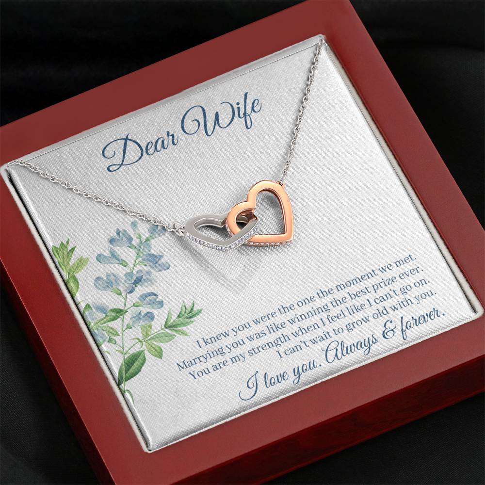 DEAR WIFE "THE ONE" INTERLOCKING HEARTS NECKLACE GIFT SET - ON CLOUD NINE GIFTS
