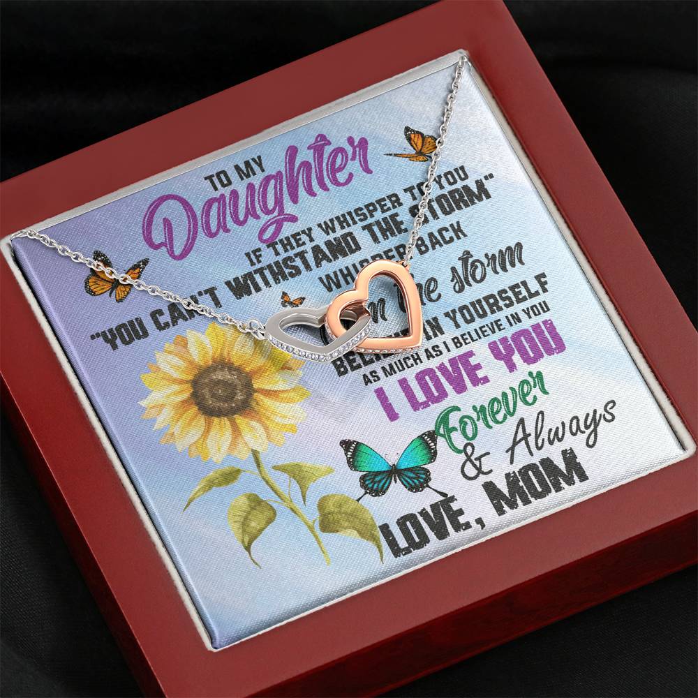 TO MY DAUGHTER "WHISPER" INTERLOCKING HEARTS NECKLACE GIFT SET - ON CLOUD NINE GIFTS