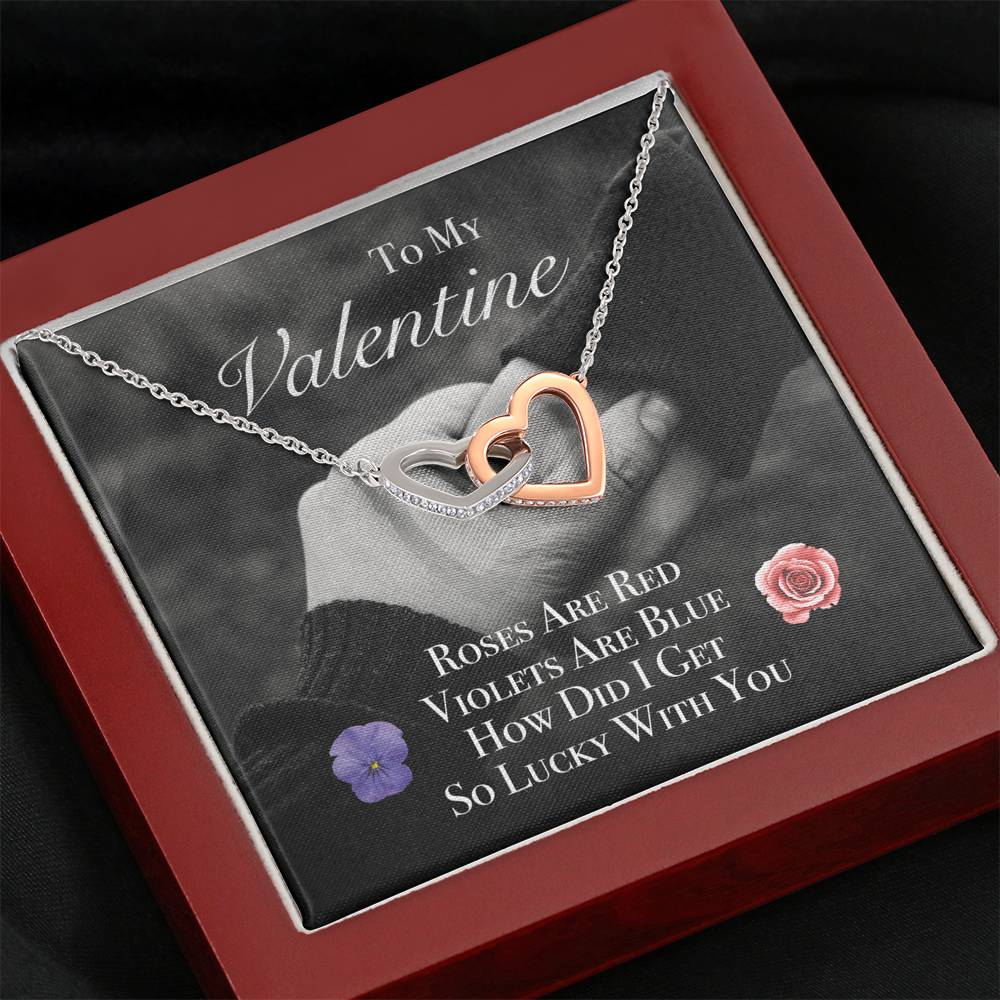 TO MY LOVE "ROSES" INTERLOCKING HEARTS NECKLACE VALENTINES DAY GIFT SET - ON CLOUD NINE GIFTS