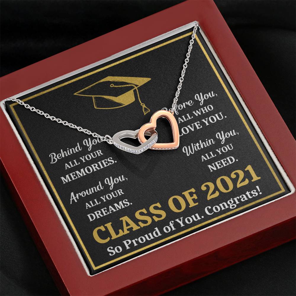 GRADUATION 2021 ALL YOU NEED GOLD INTERLOCKING HEARTS NECKLACE GIFT SET - ON CLOUD NINE GIFTS