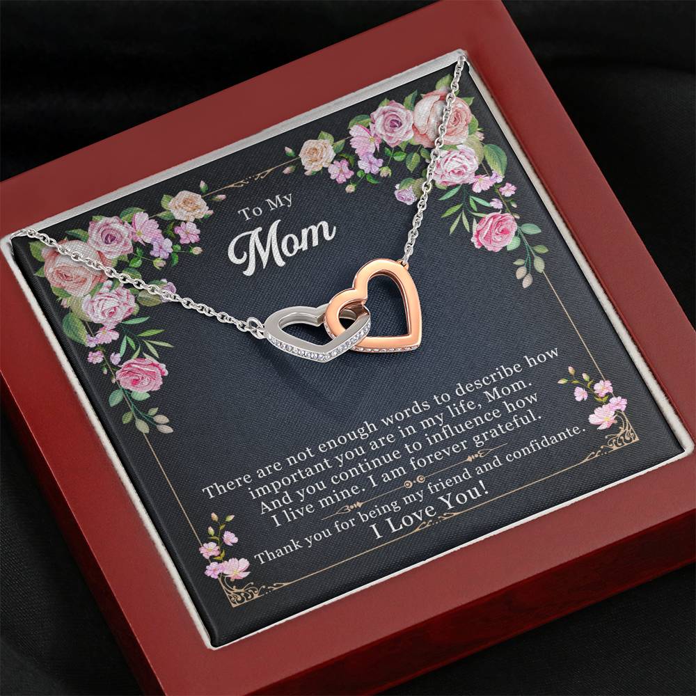 TO MY MOM "ENOUGH WORDS-SO" INTERLOCKING HEARTS NECKLACE GIFT SET - ON CLOUD NINE GIFTS