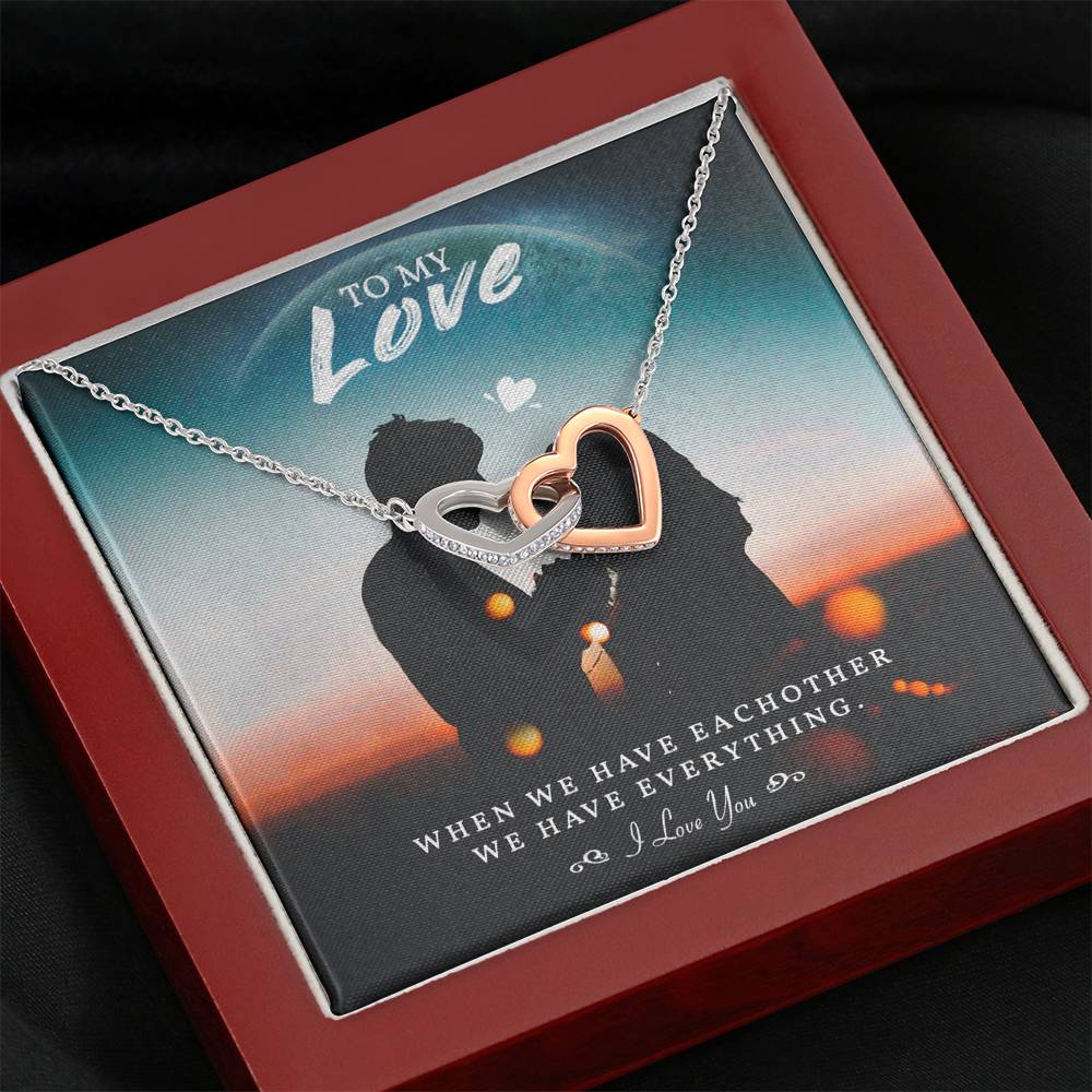 TO MY LOVE "EVERYTHING-PB" INTERLOCKING HEARTS NECKLACE GIFT SET - ON CLOUD NINE GIFTS