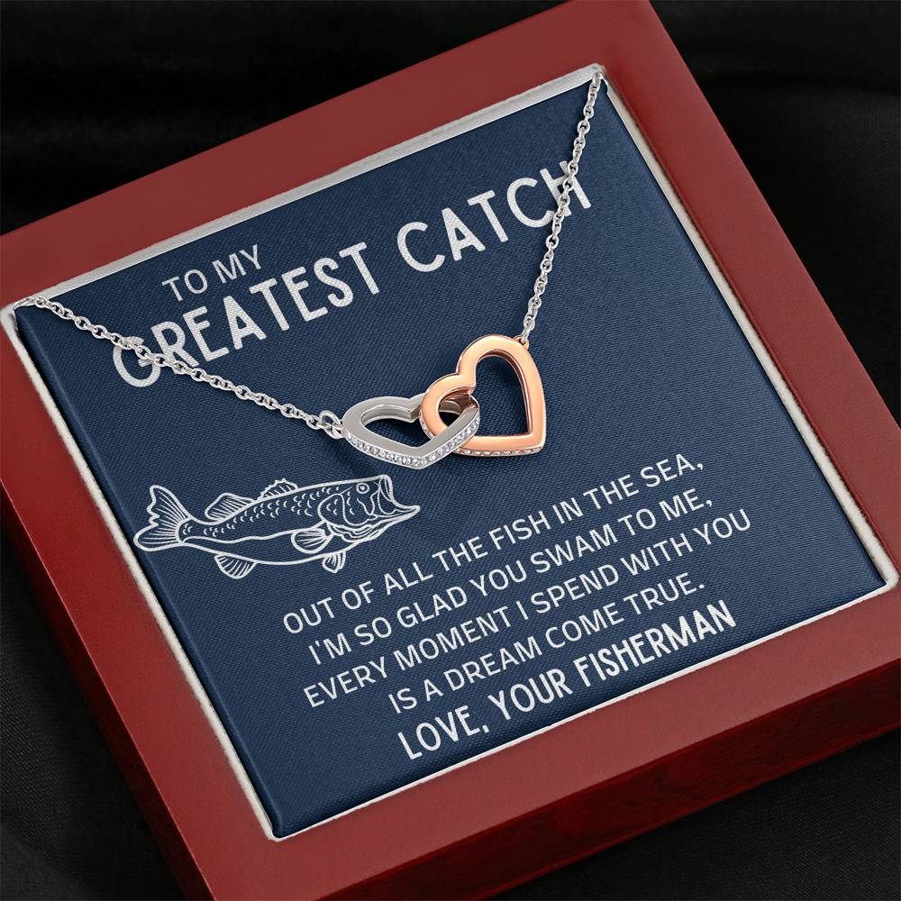 TO MY GREATEST CATCH "FISH IN THE SEA" INTERLOCKING HEARTS NECKLACE GIFT SET - ON CLOUD NINE GIFTS