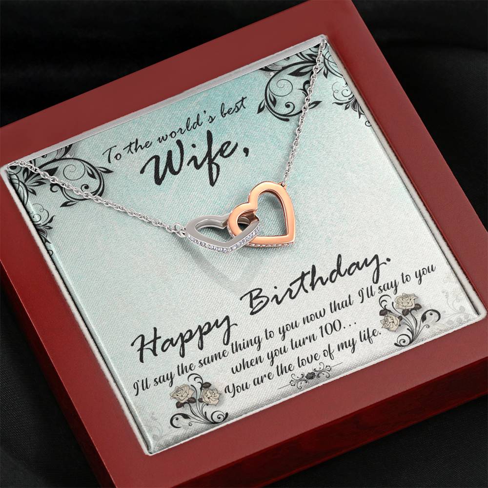 TO MY WIFE "HUNDRED" INTERLOCKING HEARTS NECKLACE GIFT SET - ON CLOUD NINE GIFTS