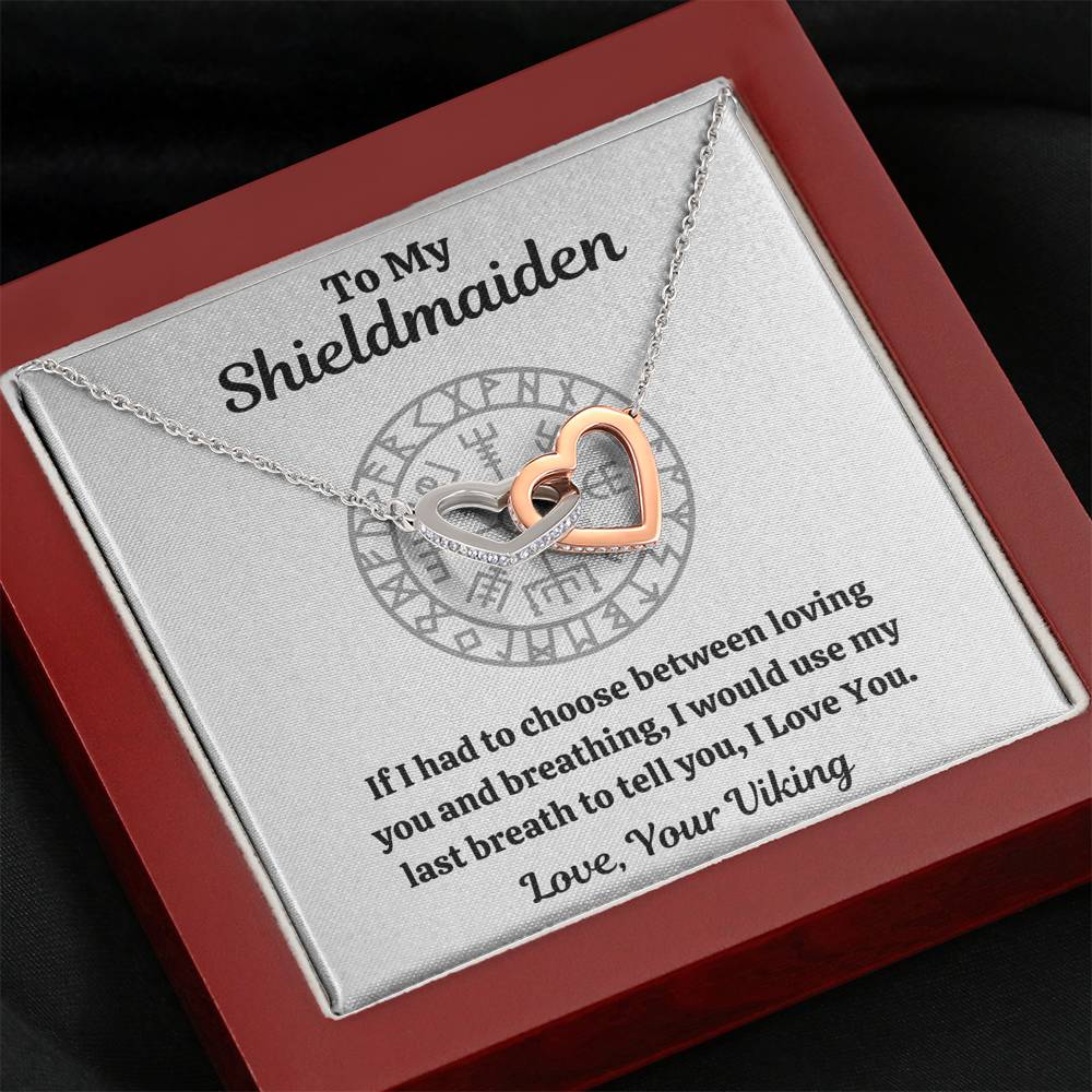 TO MY SHIELDMAIDEN "BREATHING" INTERLOCKING HEARTS NECKLACE GIFT SET - ON CLOUD NINE GIFTS