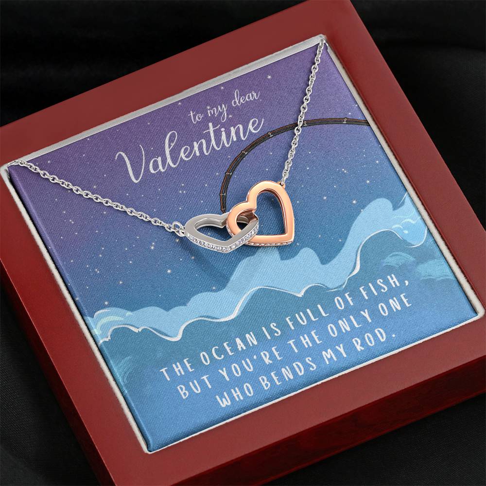 TO MY DEAR VALENTINE "FISH" INTERLOCKING HEARTS NECKLACE VALENTINES DAY GIFT SET - ON CLOUD NINE GIFTS