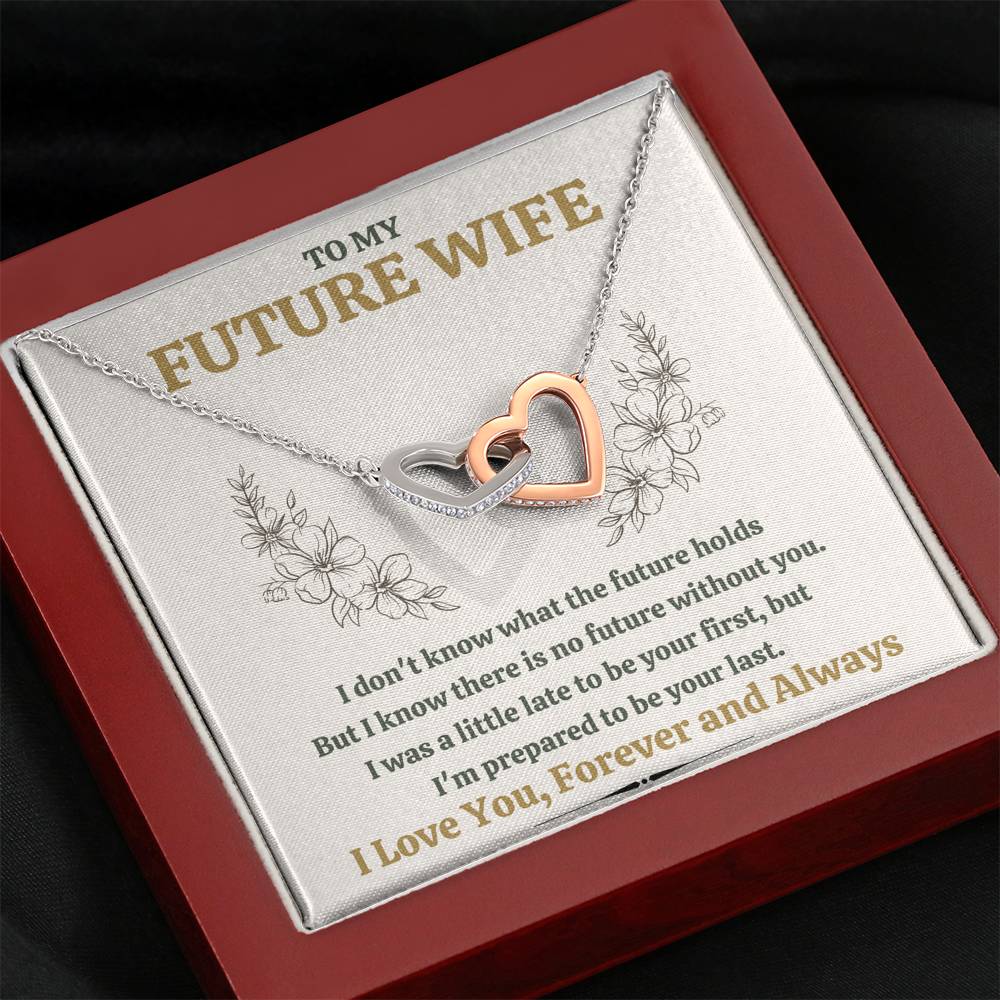 TO MY FUTURE WIFE "LATE" INTERLOCKING HEARTS NECKLACE GIFT SET - ON CLOUD NINE GIFTS