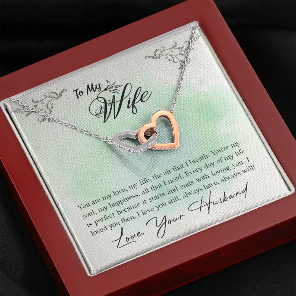 TO MY WIFE "ALL THAT I NEED" INTERLOCKING HEARTS NECKLACE GIFT SET - ON CLOUD NINE GIFTS