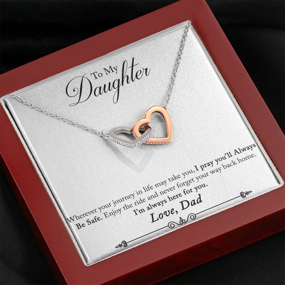 TO MY DAUGHTER "ENJOY THE RIDE" INTERLOCKING HEARTS NECKLACE GIFT SET - ON CLOUD NINE GIFTS